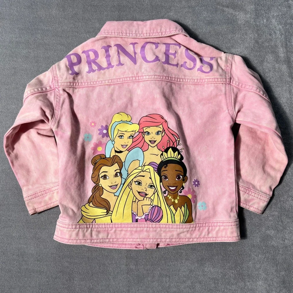 Disney Princess‎ Girls Pink Acid Wash Denim Jacket Size 5 SP2522092PR